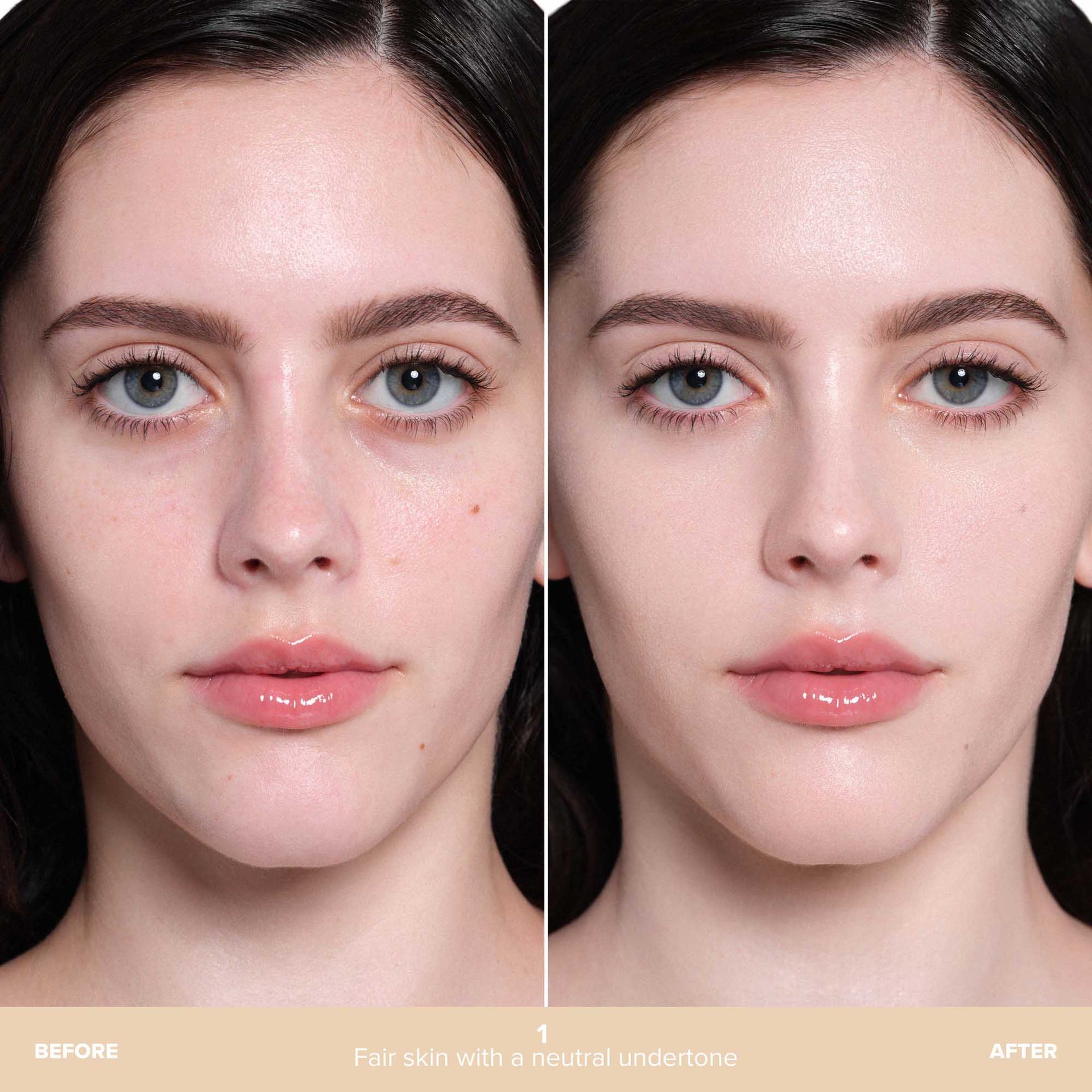 Shade 1 | Beauty Balm Serum Boosted Skin Tint Before & After - Shade 1