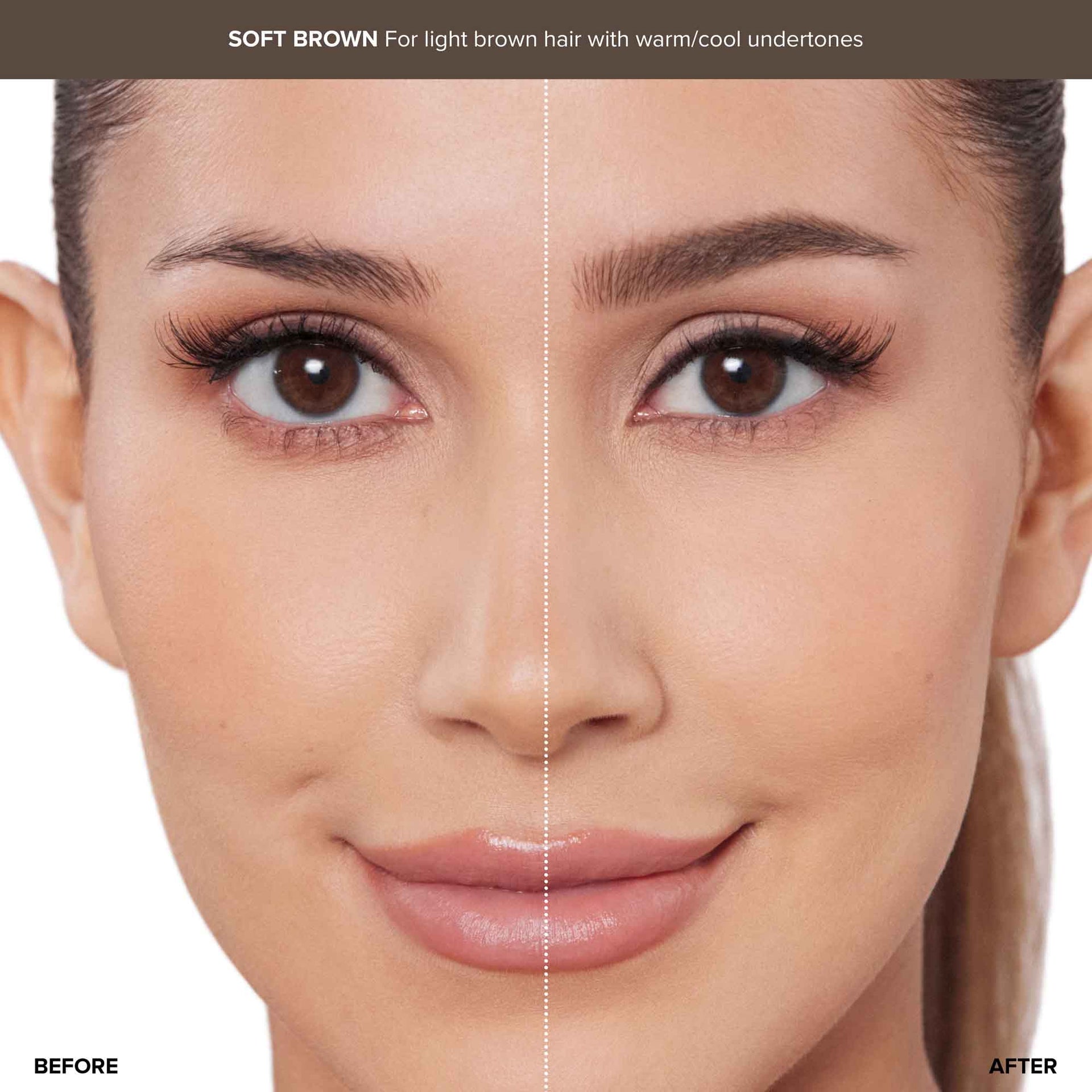 Soft Brown | Sculpted & Defined Brow Kit Before & After - Soft Brown
