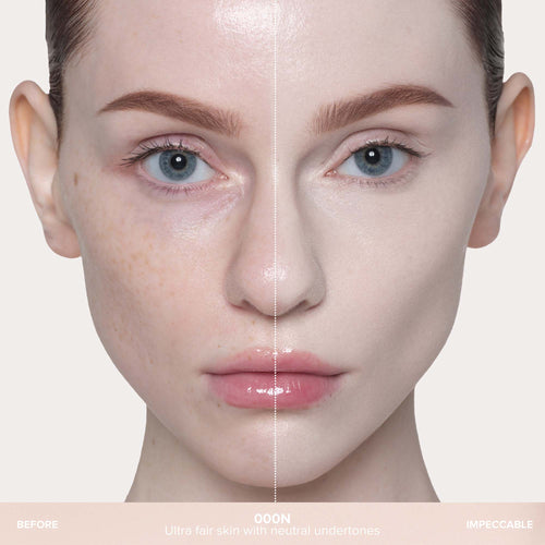 000N | Impeccable Blurring Second-Skin Matte Foundation Before & After