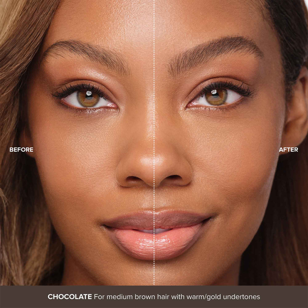 Chocolate | Volumizing Tinted Brow Gel - Before And After