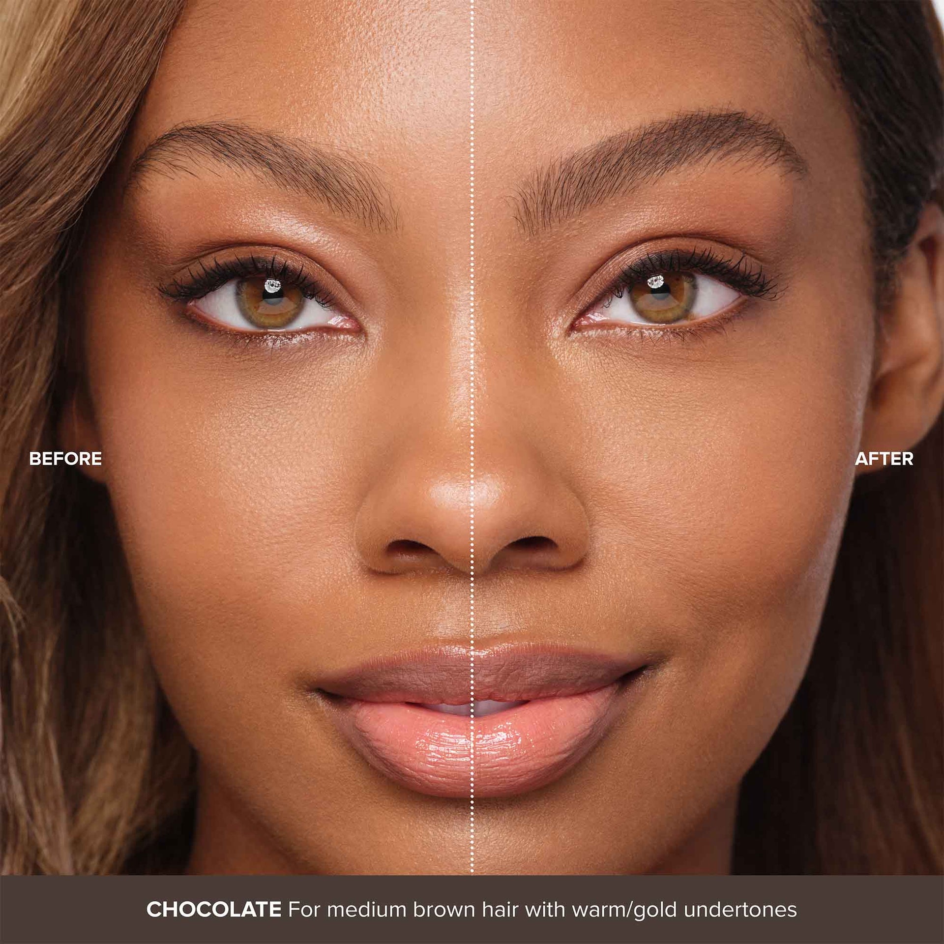Chocolate | Volumizing Tinted Brow Gel - Before And After