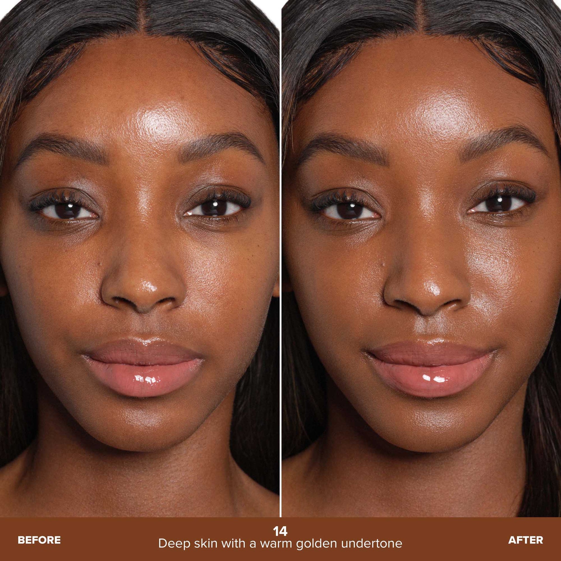 Shade 14 | Beauty Balm Serum Boosted Skin Tint Before & After - Shade 14