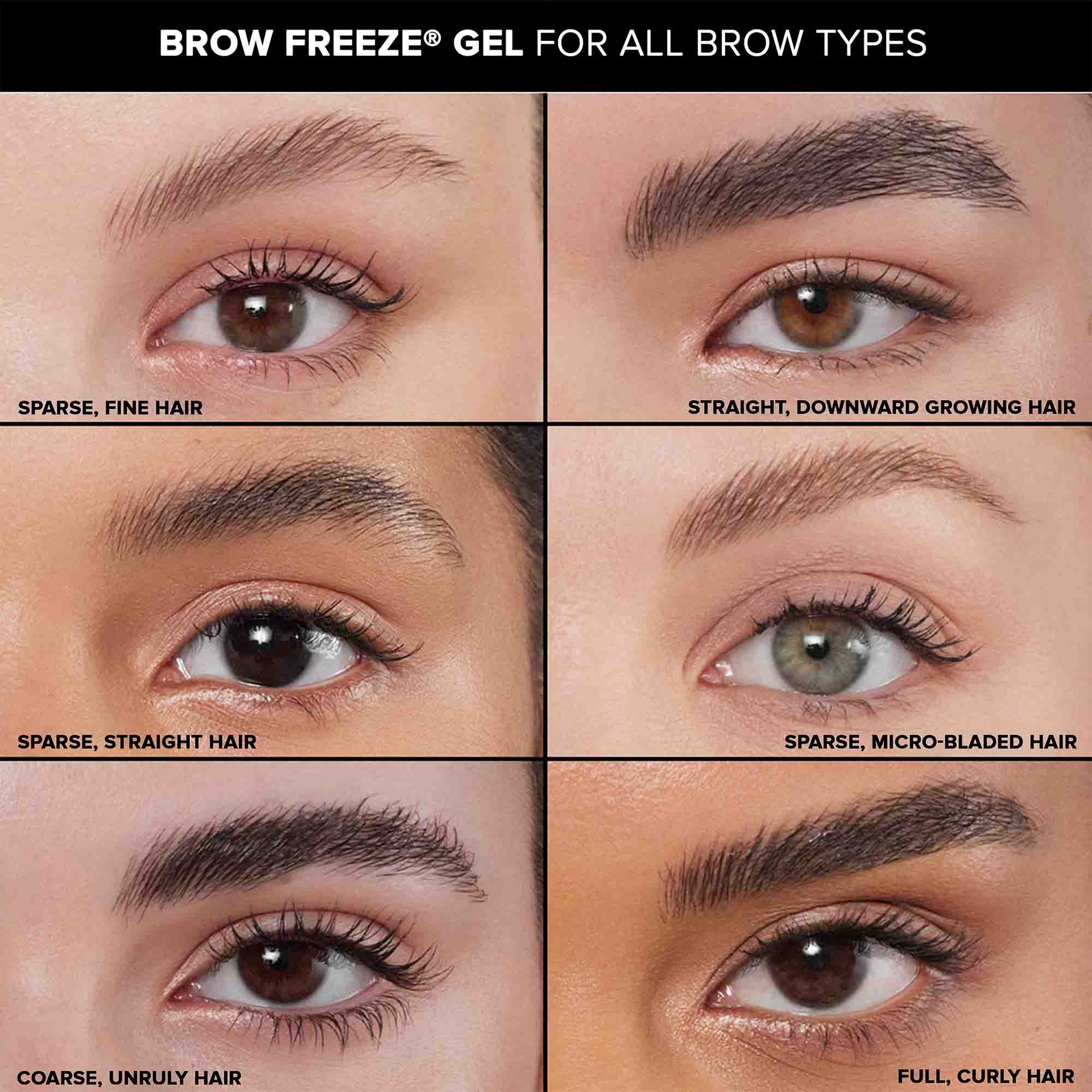 Brow Freeze gel brow chart 