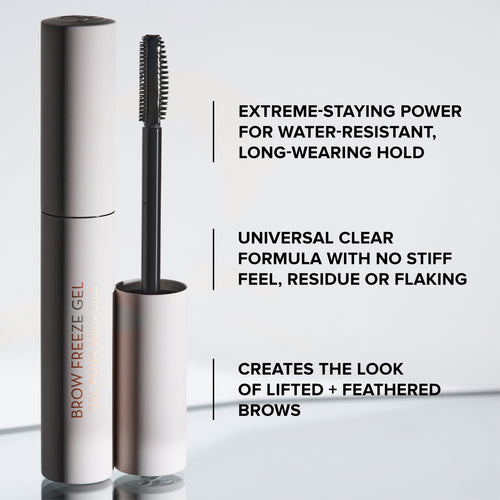 Frozen & Fuller-Looking Brow Duo Alt
Extreme-staying power for water-resistant, long wearing hold
Universal clear formula with no stiff feel, residue or flaking
Creates the look of  lifted + feathered brows